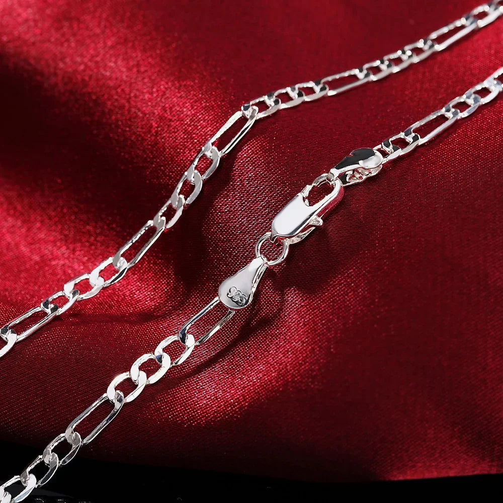 Noble new arrive 925 sterling silver 4MM chain for men Women Bracelet Necklace jewelry set lady Christma gifts charms wedding Vera Lux