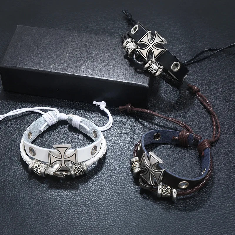 Cross-Border European and American Jewelry, Personalized Retro Beaded Leather Bracelets, Simple Pull-Adjustable Bracelets for Men and Women, Wholesale Vera Lux