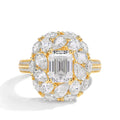 MINTYBOX 2.0ct Flower Design Halo Emerald Cut Engagement Ring Lab Diamond S925 Silver Moissanite Rings For Women 18K Gold Plated Vera Lux