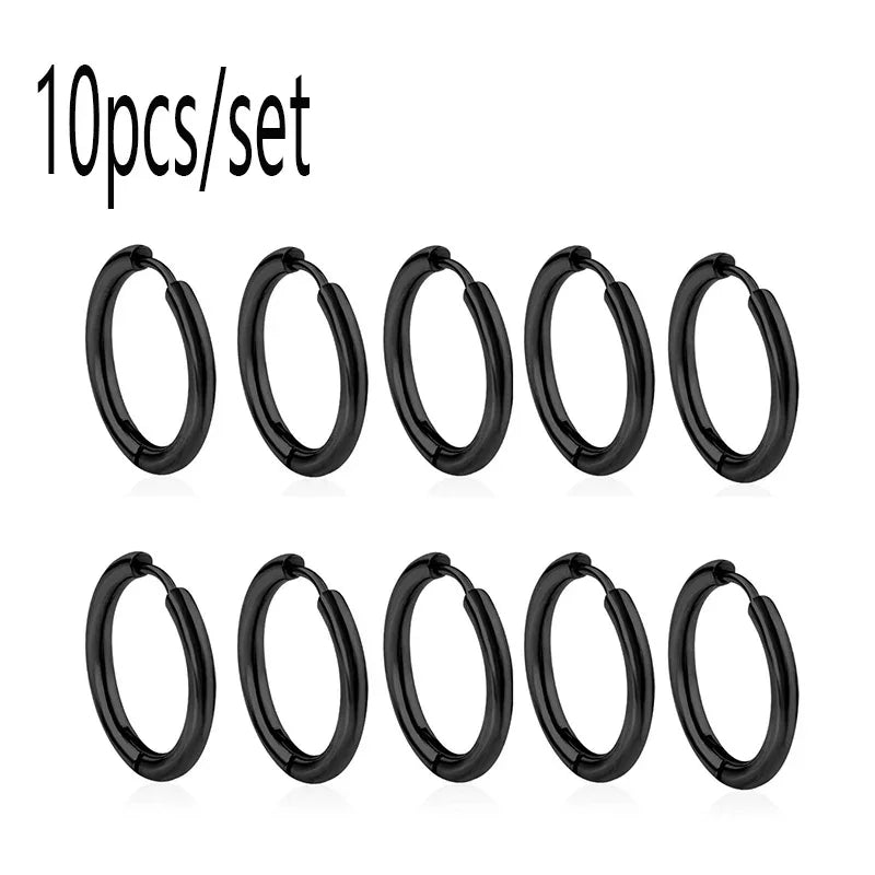 10/20Pcs Minimalist 316L Stainless Steel Small Hoop Earrings For Women Man Classic Round Earrings Fashion Ear Piercing Jewelry Vera Lux