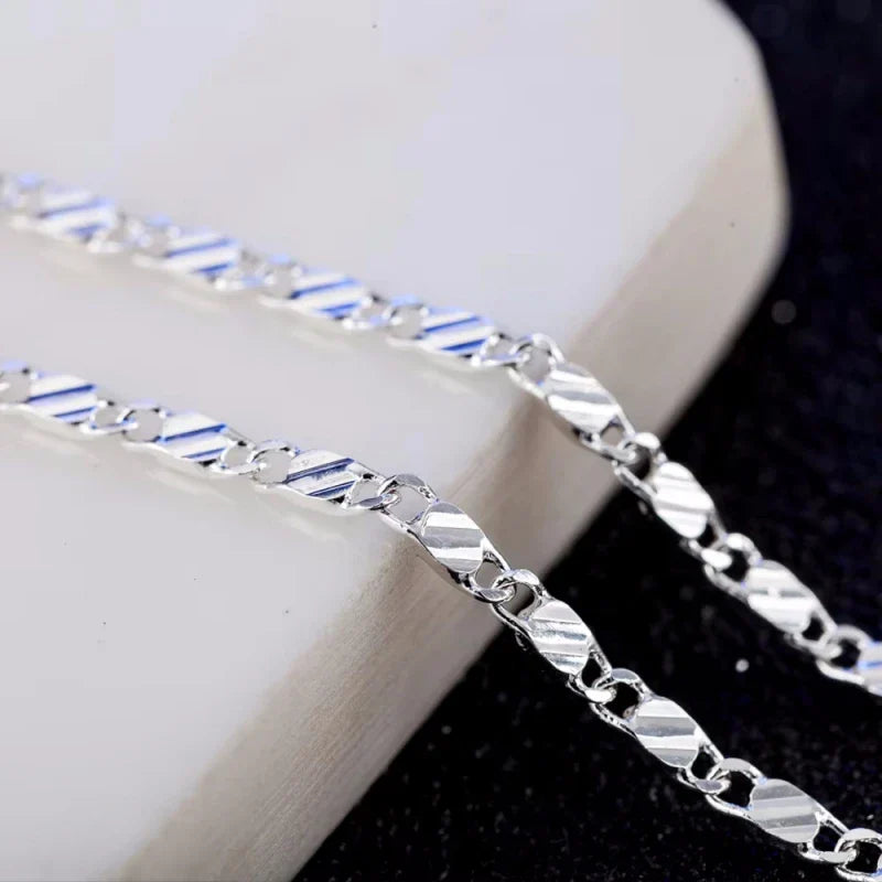 New Luxury 925 Sterling Silver Special 2MM Flat Clavicle Chains Necklaces for Men Women Wedding Jewelry Christmas Gifts 40-75cm Vera Lux