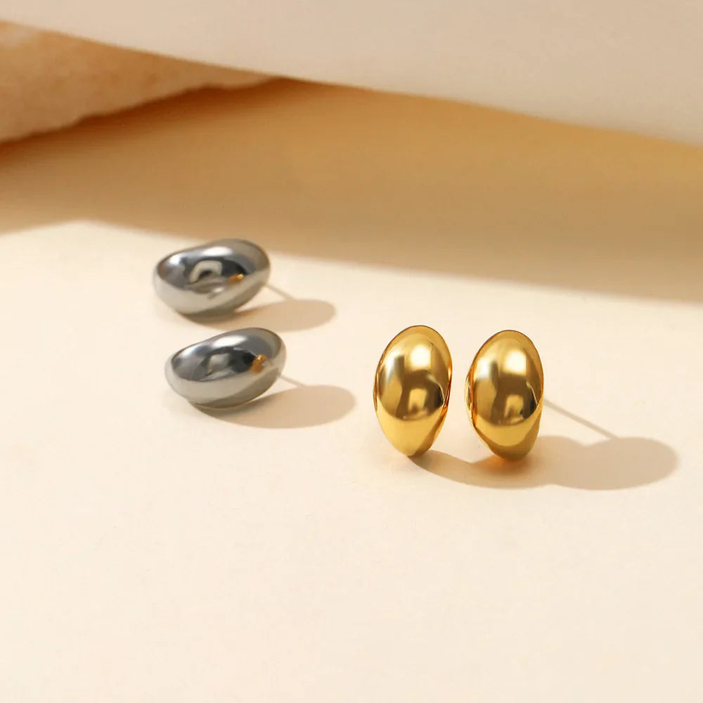 SUNIBI Stainless Steel Stud Earring for Women Gold Color Silver Color Simple Earrings Wives Smooth Thick Hoop Fashion Jewelry Vera Lux