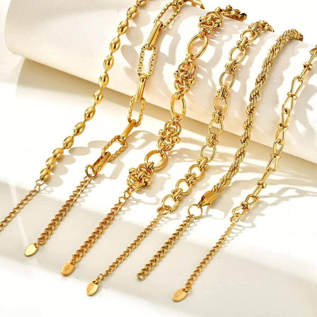 Chunky Stainless Steel Link Chain Bracelet For Woman, Gold Plated Layering Bracelets Wristband Waterproof Jewelry Vera Lux