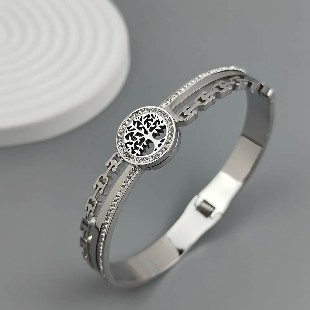 New tree of life horseshoe zircon gold-plated stainless steel bracelet 18K, high quality waterproof couple bracelet, wife gift Vera Lux