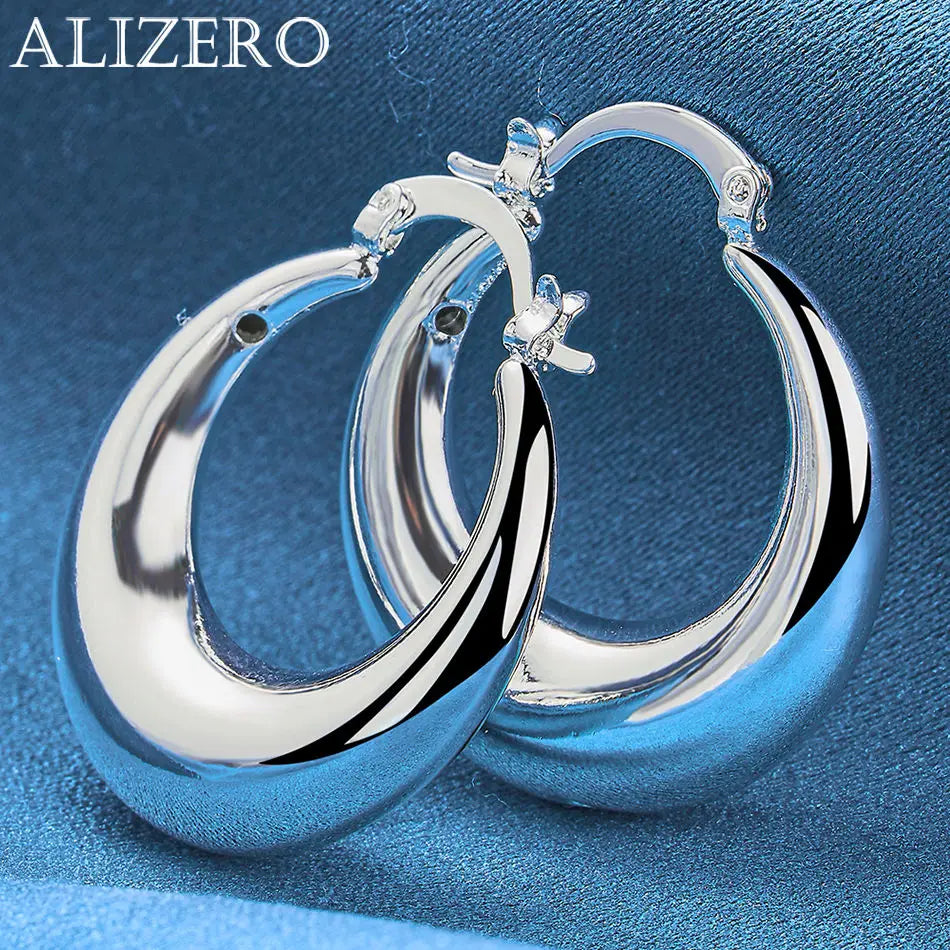 ALIZERO 925 Sterling Silver Earrings Simple Round Circle Hoop Earrings For Woman Fashion Wedding Engagement Charm Jewelry Gifts Vera Lux