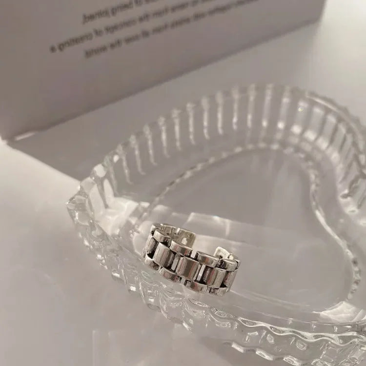 925 Sterling Silver Finger Rings New Fashion Creative Cross Hollow Chain Geometric Party Jewelry Gifts Vera Lux