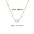 4MM Simulated-pearl Pendant Necklace for Women Dainty Stainless Steel Gold Color Necklace Women Vera Lux