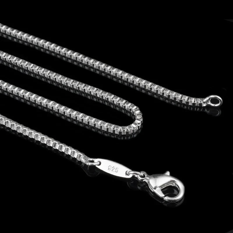 Aravant 925 Silver 2MM Box Chain Necklace Women Wedding Party Jewelry Vera Lux