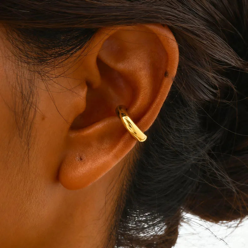 Thick Ear Cuff Earrings, Non-piercing Clip On Cartilage Earrin Stainless Steel, Fake Helix Cartilage Jewelry For Women One Piece Vera Lux