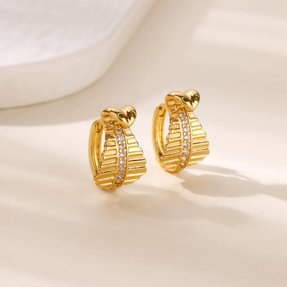 Cubic Zirconia Hoop Earrings For Women Luxury Crystal Zircon Gold Color Stainless Steel Earring Jewelry Wedding Party Gift Vera Lux