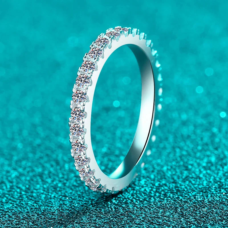 NeeTim D Color 2mm Full Moissanite Diamond Ring for Women Sterling Silver 925 with Gold Plated Wedding Bridal Band Rings Jewelry Vera Lux