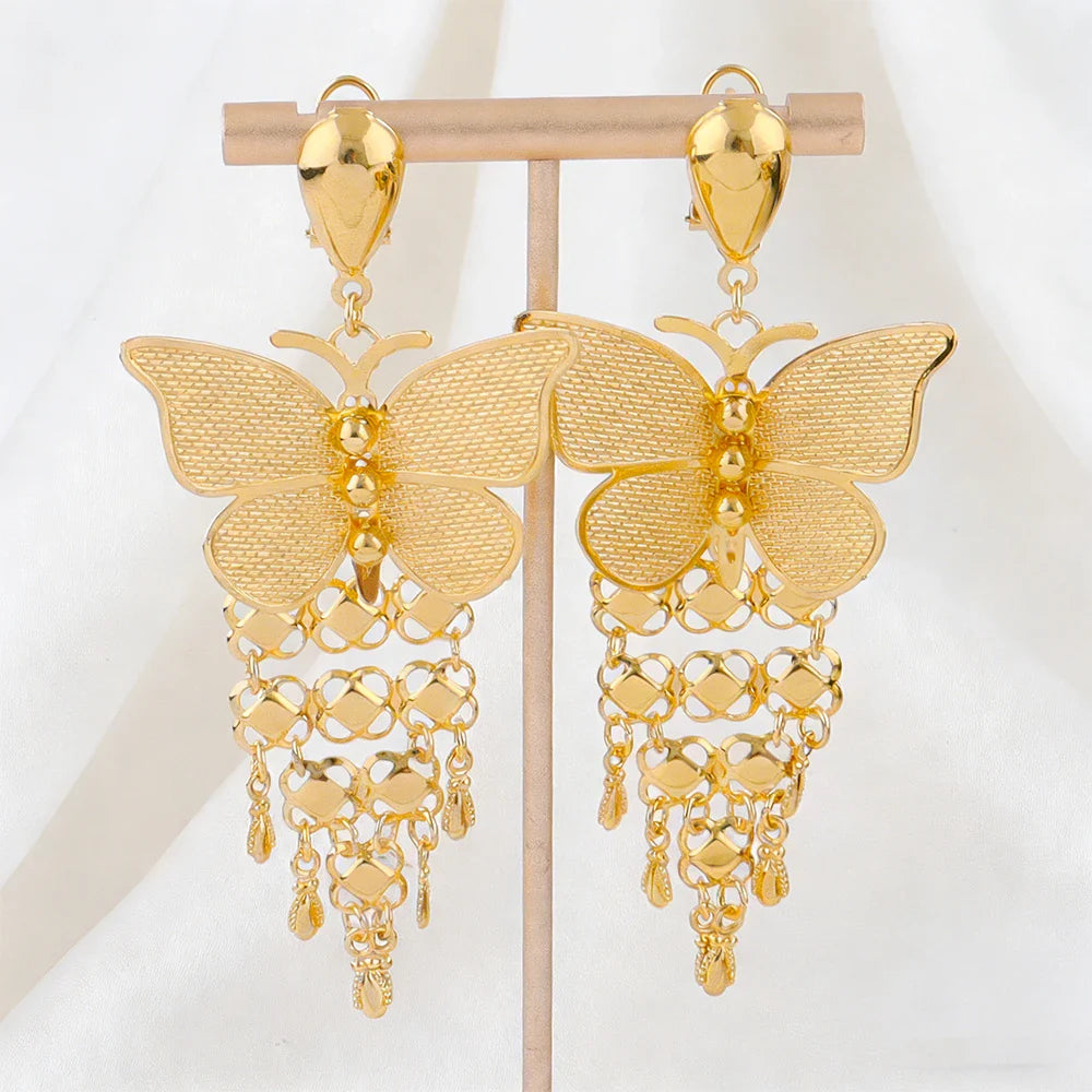 New Indian Gold color Long Necklace Set Nigerian Party Bride Wedding Luxury Dubai Earrings Jewelry Women's Valentine's Day Gift Vera Lux