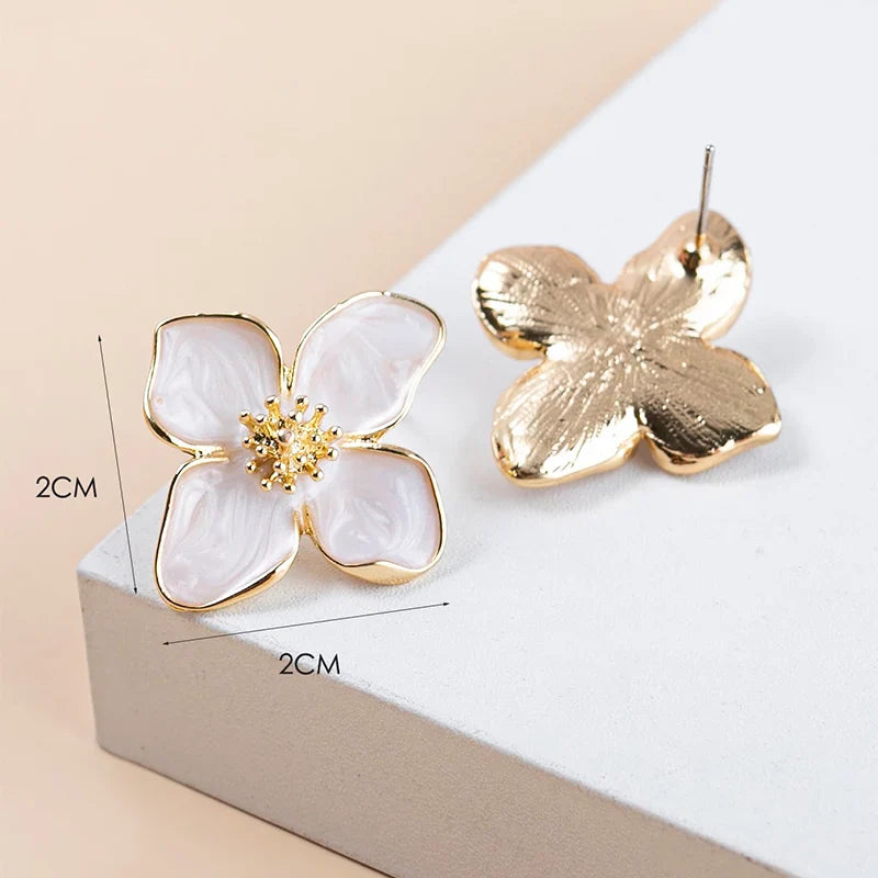 Obega Flower Earrings Stud Pink White Flowers Women Earring Post Spring Summer New Trendy Girls Cute Jewelrys Vera Lux