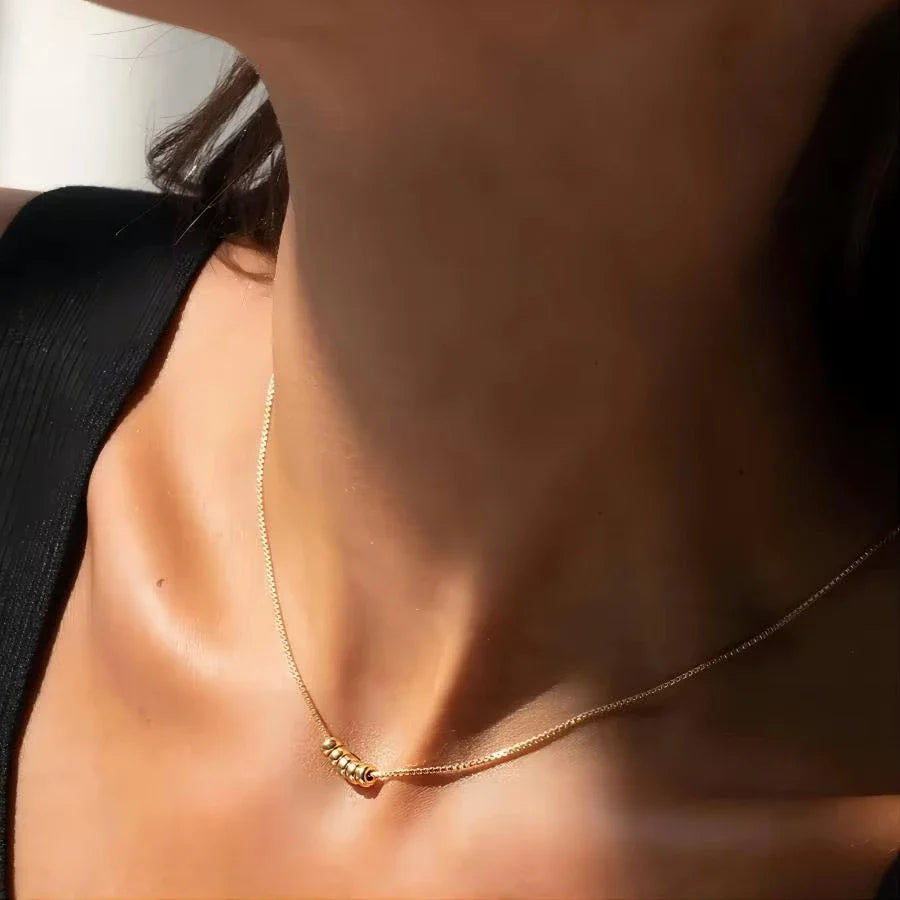 Minimalist Gold Color Stainless Steel Necklace for Women Classic Thin Chains Metal Beads Neck Jewelry Vera Lux