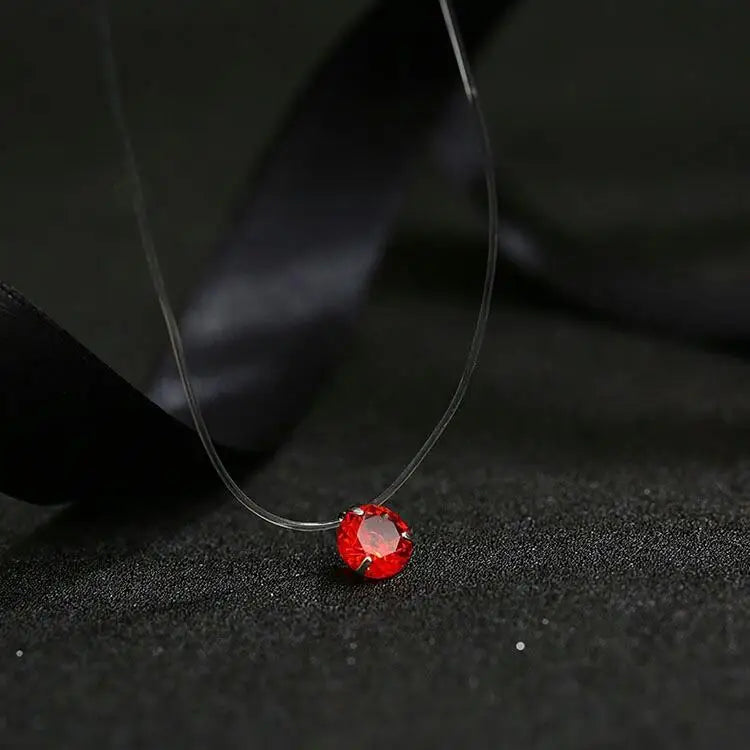 Fashion Shiny Crystal Necklace Zircon Pendant Transparent Fishing Line Invisible Ladies Necklace Jewelry Clavicle Chain Chocker Vera Lux