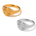 SUNIBI Stainless Steel Rings for Women Gold Color Do Not Fade Wave Rays Texture Signet Dainty Ladies Ring Jewelry Wholesale Vera Lux