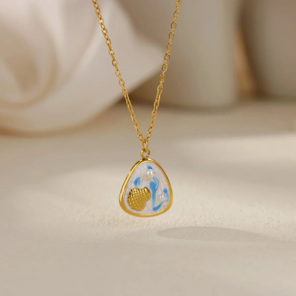 Starfish Shell Conch Pendant Necklaces For Women Gold Color Stainless Steel Chain Choker Trendy Summer Beach Party Jewelry Gift Vera Lux