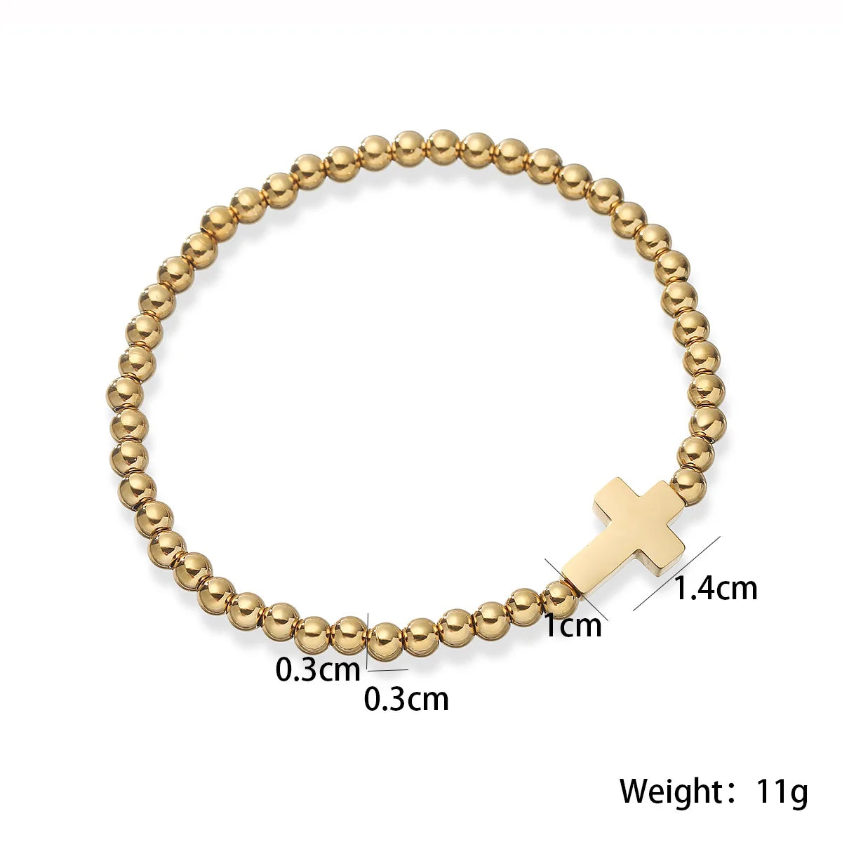 NEWBUY High Quality Non-Fading Stainless Steel Jewelry Silver/Gold Color Beads Cross Charm Bracelets For Women Men Vera Lux