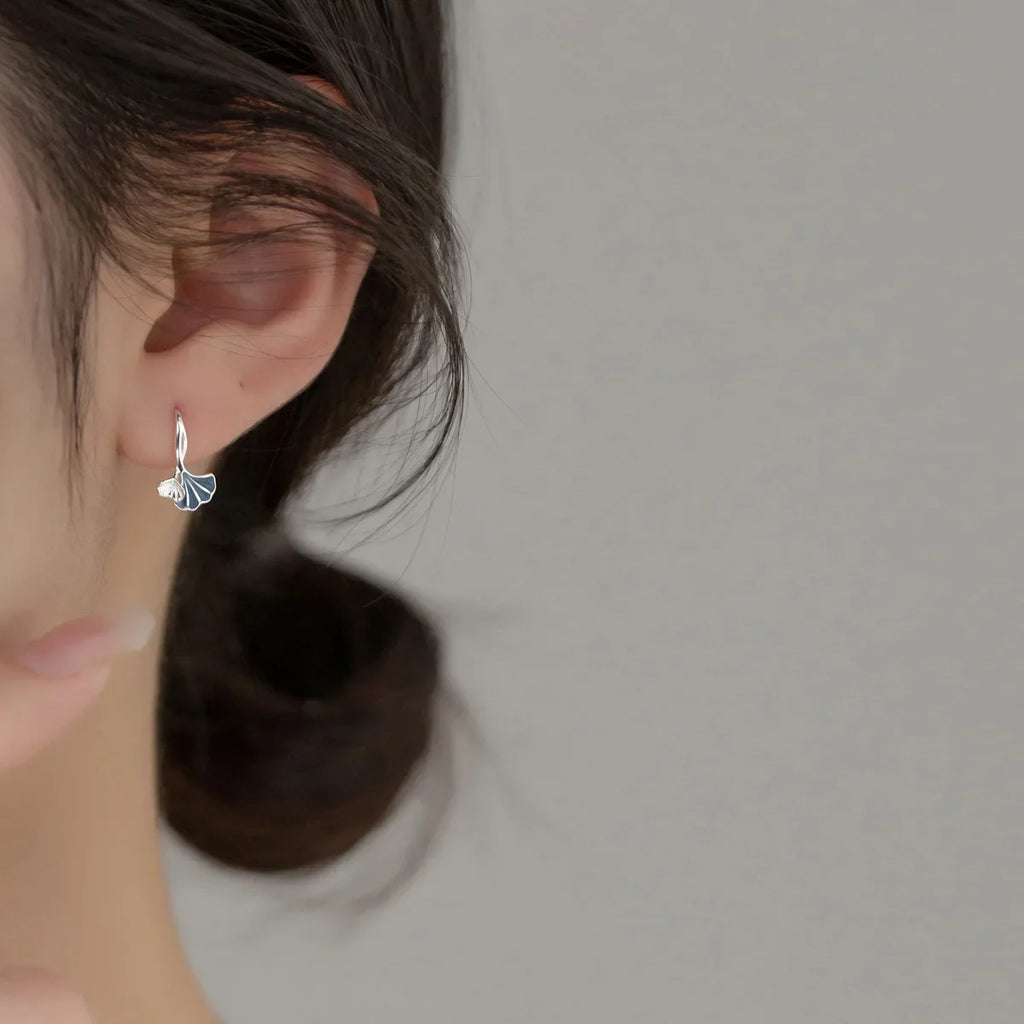 925 Sterling Silver Ginkgo Leaf Stud Earrings For Women Luxury Quality Jewelry Accessories Wholesale 2024 Trend Money 925 Vera Lux