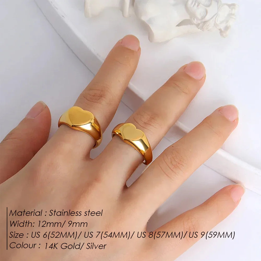 Couple Heart Ring 316 Stainless Steel Punk Style Geometric Jewelry Personalized Ring Gift for Women Valentine's Day Vera Lux