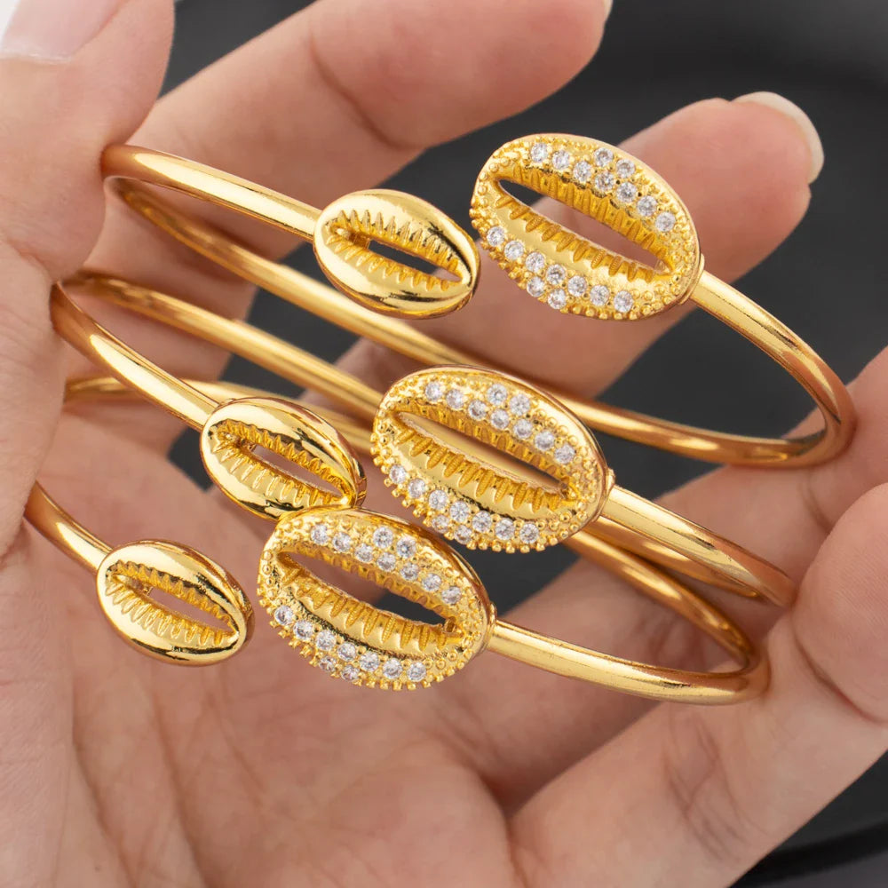 Ocean Shell Bracelet Rings Colorfast Stain-Free Jewelry 18K Gold Color Map of Africa Jewelry Accessories Anniversary Gifts Vera Lux