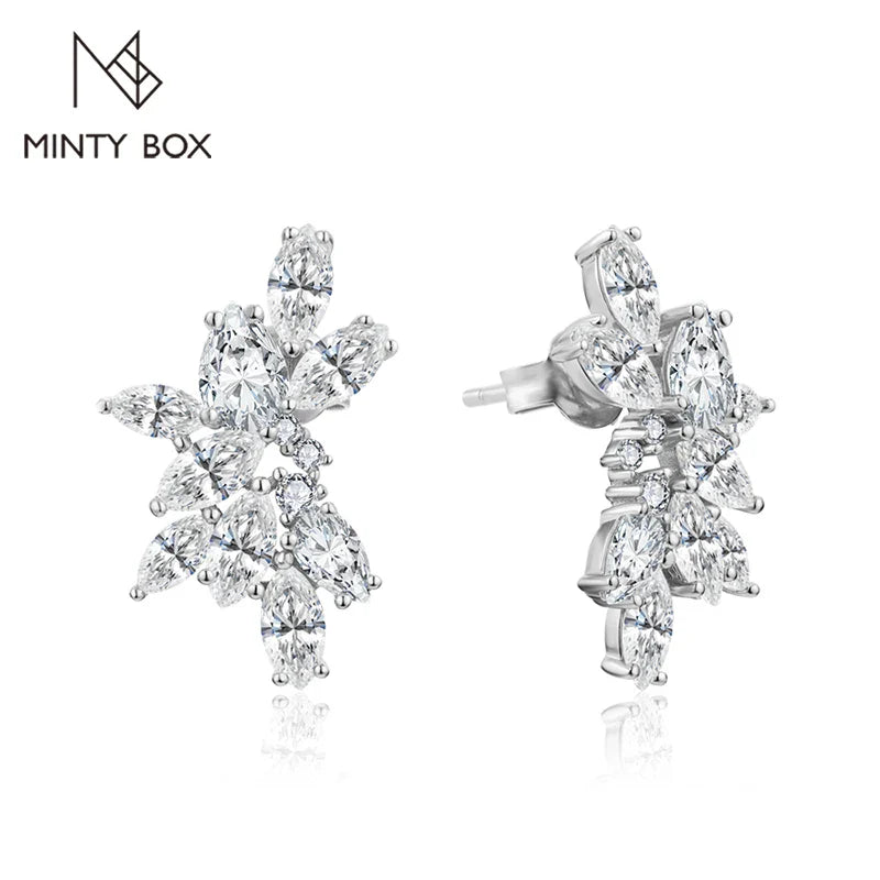 MINTYBOX Moissanite Diamond Cluster Stud Earrings Solid S925 Sliver 18k Gold Plated for Women Wedding Engagement Luxury Jewelry Vera Lux