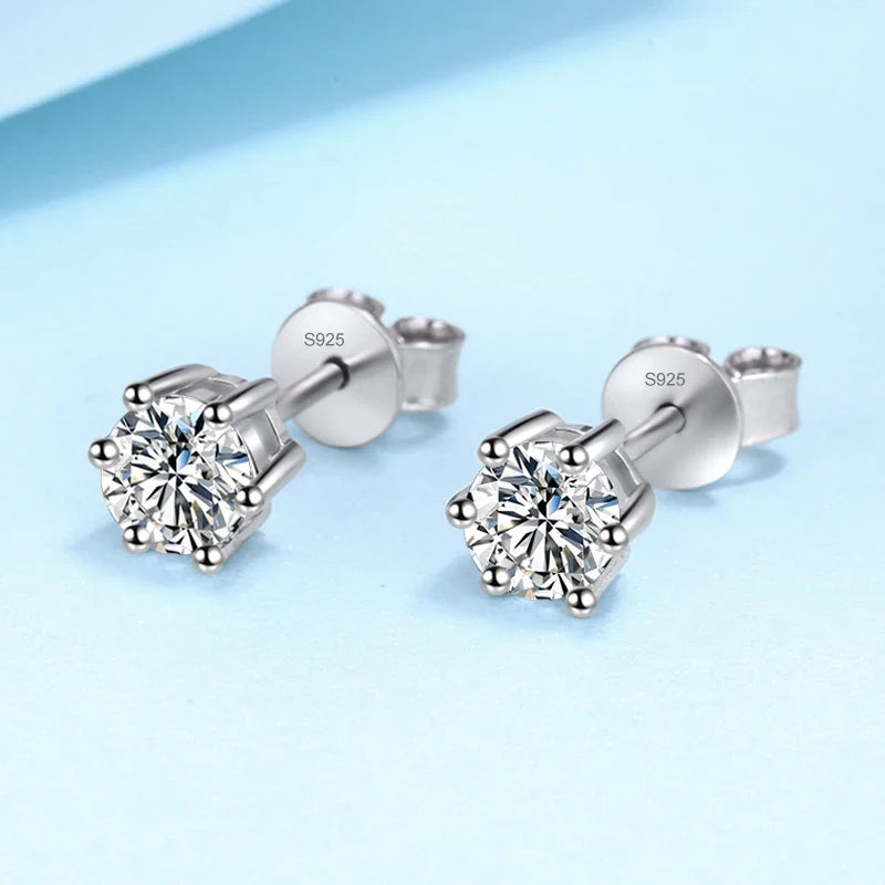 NeeTim 0.1ct-3ct D Color Moissanite Stud Earrings Lab Diamond 925 Sterling Silver with Gold Plated Earring Wedding Party Jewelry Vera Lux