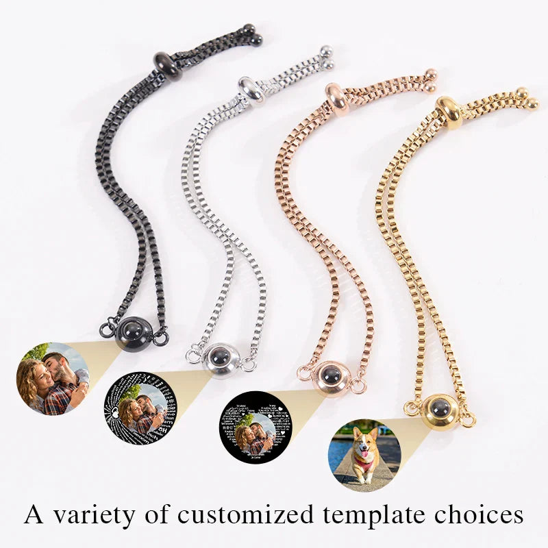 Custom Photo Bracelet Personalized Projection Bracelets with Picture Inside 100 Languages I Love You Stainless Steel Bracelet Vera Lux