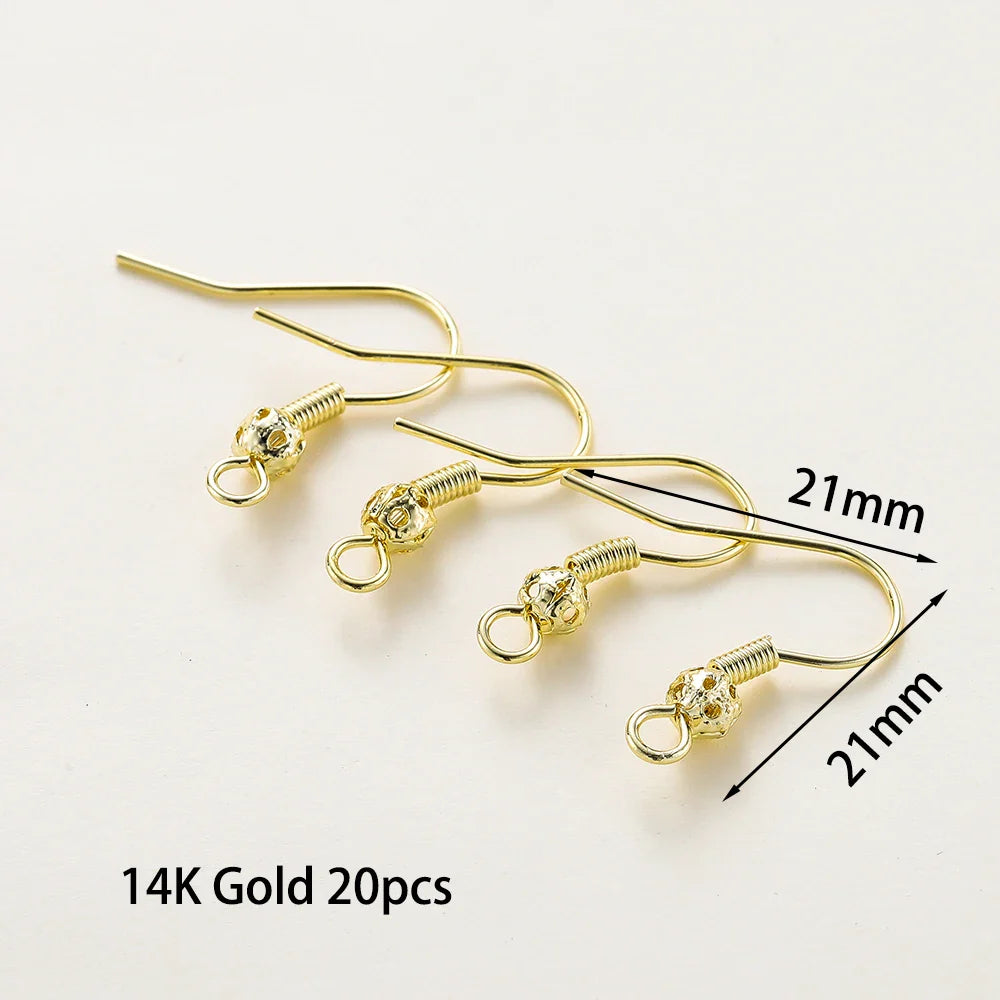 20pcs/lot 6 Styles 14K 18K Gold Plated Earring Wires With Ear Hook Earrings Clasp Findings Supplies For  DIY Jewelry Making Vera Lux