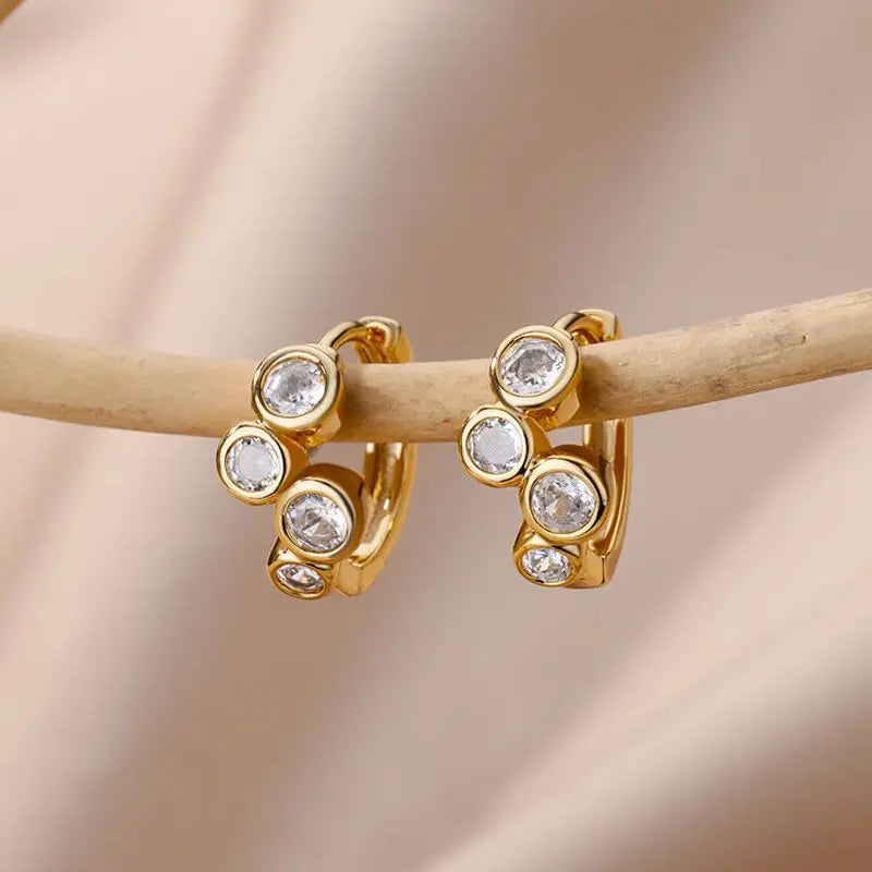 Zircon Pendientes Earring For Women Stainless Steel Hoop Piercing Earring Trending 2024 New Jewerly aretes de mujer bijoux femme Vera Lux