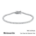 NeeTim 2mm D Color Moissanite Tennis Bracelet 925 Sterling Silver with White Gold Plated Bracelets for Women Pass Diamond Tester Vera Lux