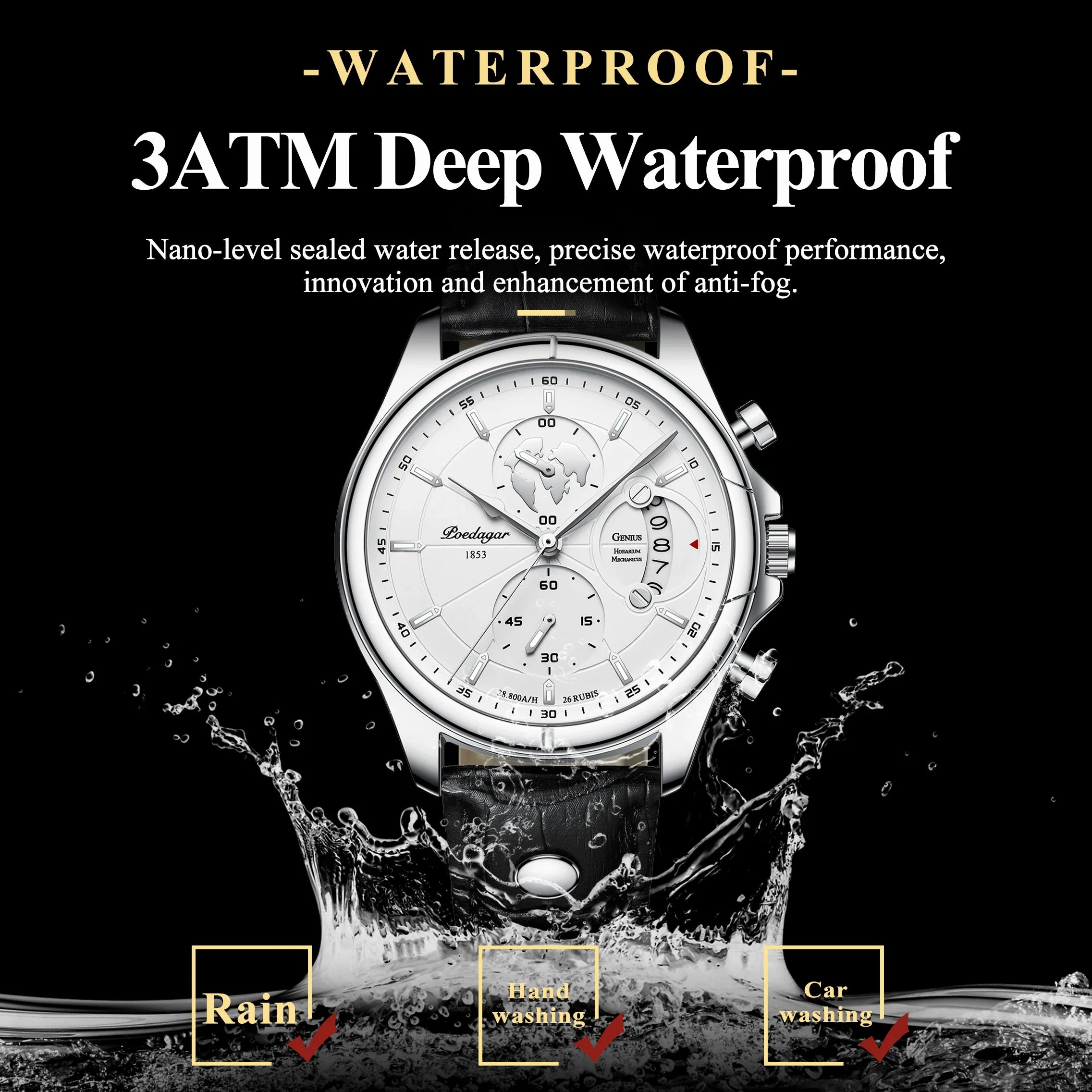 POEDAGAR Luxury Man Wristwatch Chronograph Date Waterproof Leather Men Watch Casual Quartz Men's Watches Sports Male Clock Reloj Vera Lux