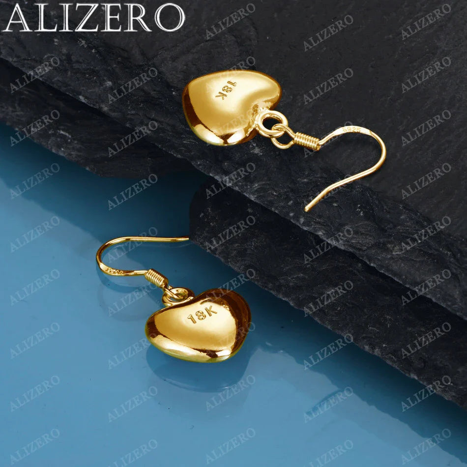 ALIZERO 18K Gold Heart Earrings For Women Wedding Party Gifts Fashion Jewelry Wholesale 925 Sterling Silver Drop Earring Vera Lux