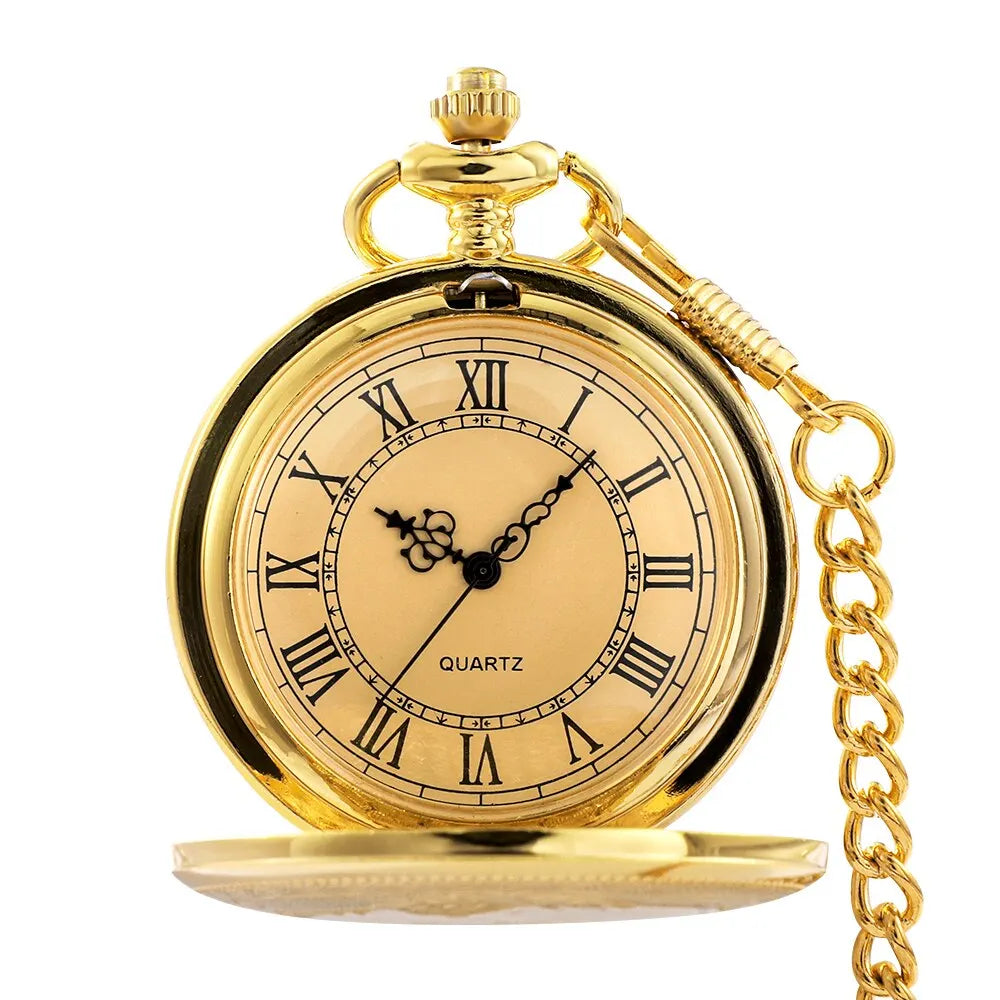 Antique Steampunk Vintage Roman Numerals Quartz Pocket Watch Multicolor Case Necklace Pendant Clock Chain Mens Women Vera Lux