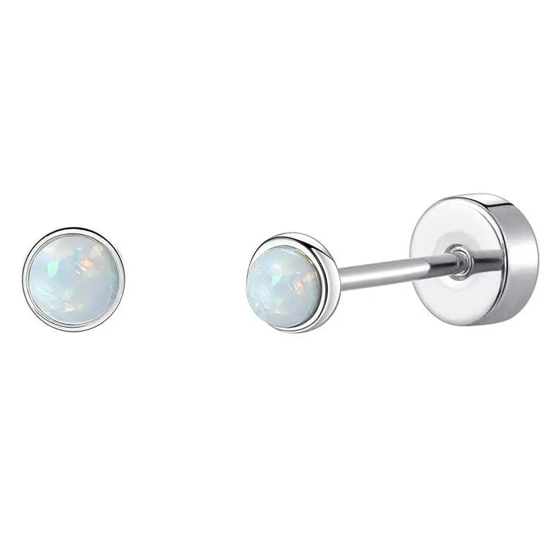 2PCS/Set Stainless Steel Heart Moon Earbone Stud Screw Ball Stud Earrings for Women Fashion Ear Tragus Cartilage Body Piercing Vera Lux