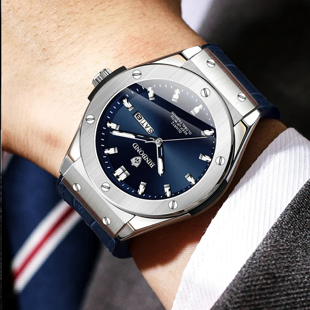 Man New Casual Business Leather Clock Men Luxury Watch Automatic Watches Mens Top Fashion Quartz Wristwatches Relojes De Hombre Vera Lux