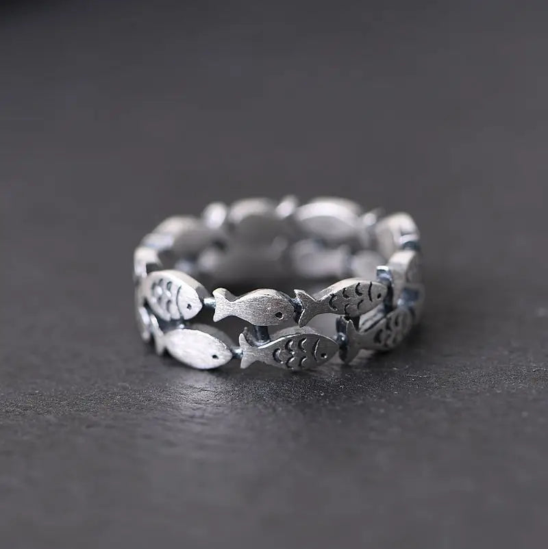 925 Sterling Silver Bilayer Fish Adjustable Rings For Women Engagement Wedding Luxury Quality Aesthetic Jewelry Jewellery Vera Lux
