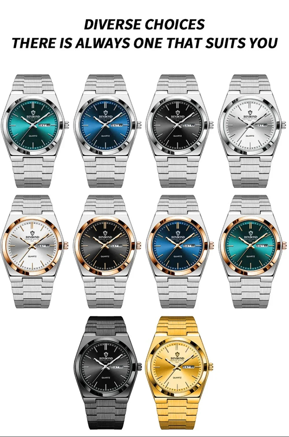 New Gifts Casual Business Top Blue Clock Men Luxury Watch Automatic Watches Mens Fashion Quartz Wristwatches Relogio Masculino Vera Lux