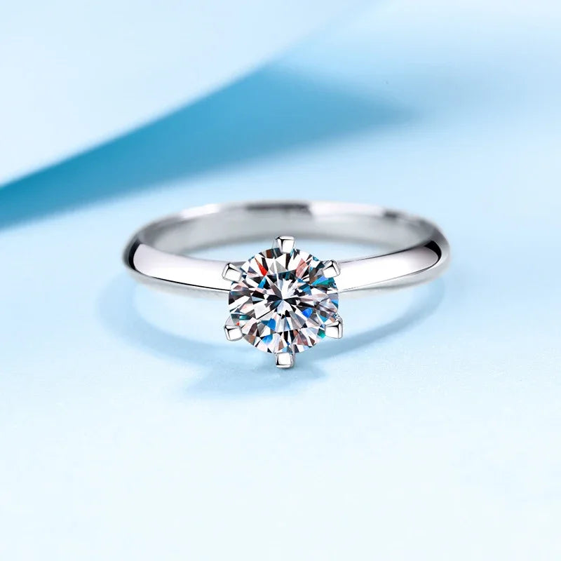 NeeTim 1 Carat D Color Moissanite Diamond Wedding Ring For Women 925 Sterling Silver Finger Band Fine Jewelry with Certificate Vera Lux