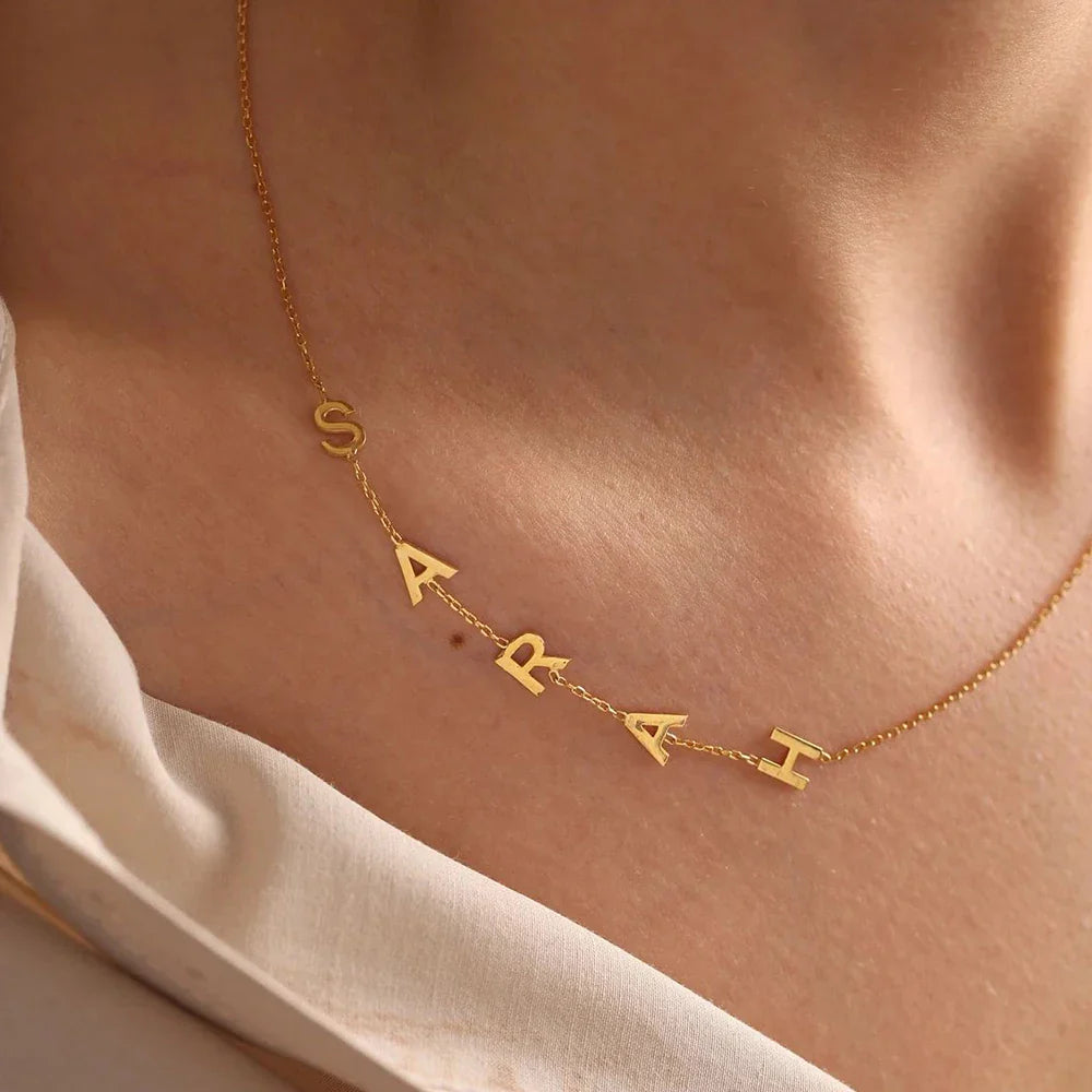 SUNIBI Custom Name Necklace for Woman 26 Letter Plain Pendant Choker Charm Patchwork Gold Color Necklace Women Fine Jewelry Gift Vera Lux