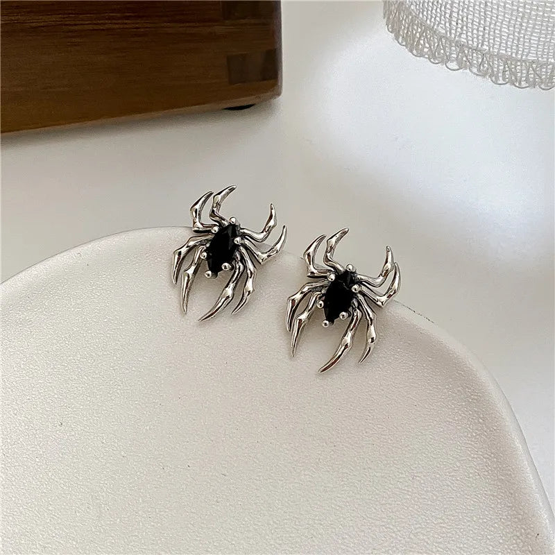 Halloween Gothic Retro Old Spider Zircon Earrings Women Fashion Design Black Zircon Earring Party Jewelry Gifts Wholesale Vera Lux