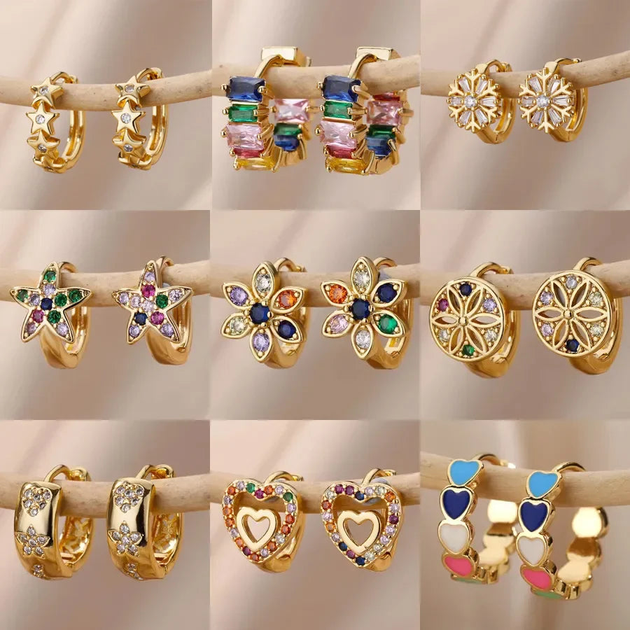 Rainbow Zircon Earring for Women Stainless Steel Hoop Earring 2024 New Trending Luxury Aesthetic Accesorios Jewelry aretes mujer Vera Lux