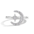 MINTYBOX 0.242CTW Star Moon S925 Sterling Silver Moissanite Rings For Women Lab Diamond Ring 18K Gold Plated Wedding Jewelr Gift Vera Lux
