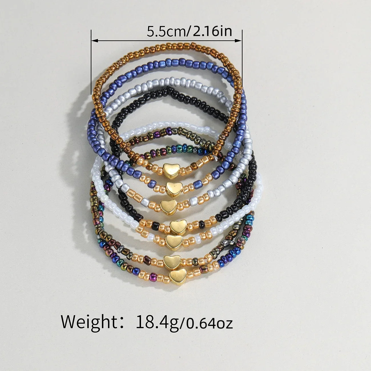7Pcs Colorful Rice Beads Bracelet Set For Women Fashion Heart Charm Elastic Beaded Chain Bangle Female Trendy Jewelry Gift Vera Lux