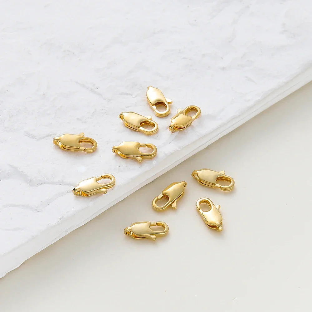 10pcs/lot 14K 18K Gold Plated Lobster Clasps Jump Rings End Chain Connector Hooks For DIY Necklace Bracelet Making Components Vera Lux
