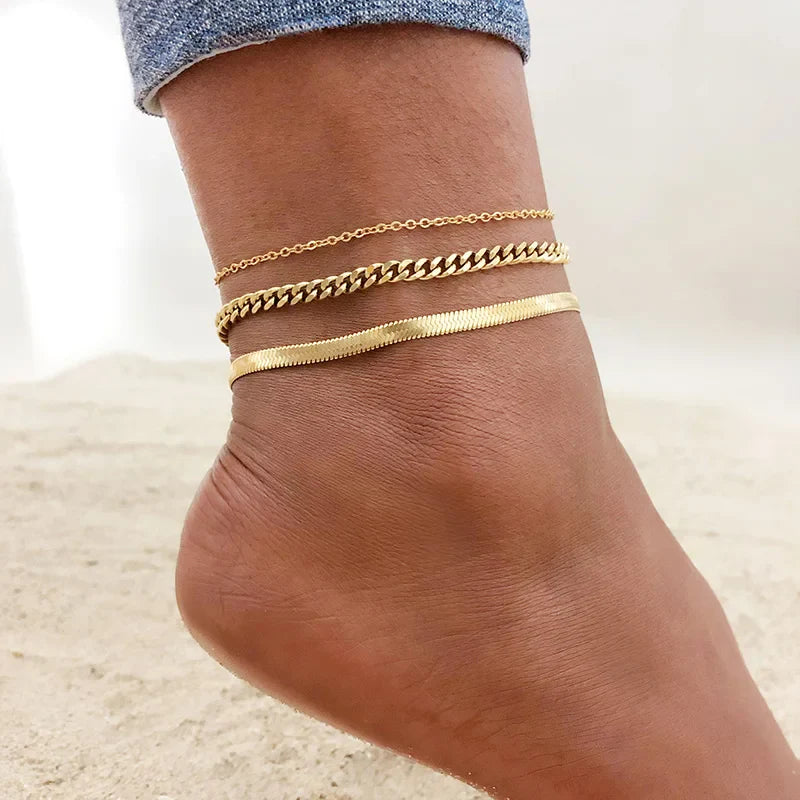 Snake Chain Anklet for Women Girls Adjustable Summer Beach Chain Anklet Bracelet Mother's Day Gifts Stainless Steel Not Allergic Vera Lux