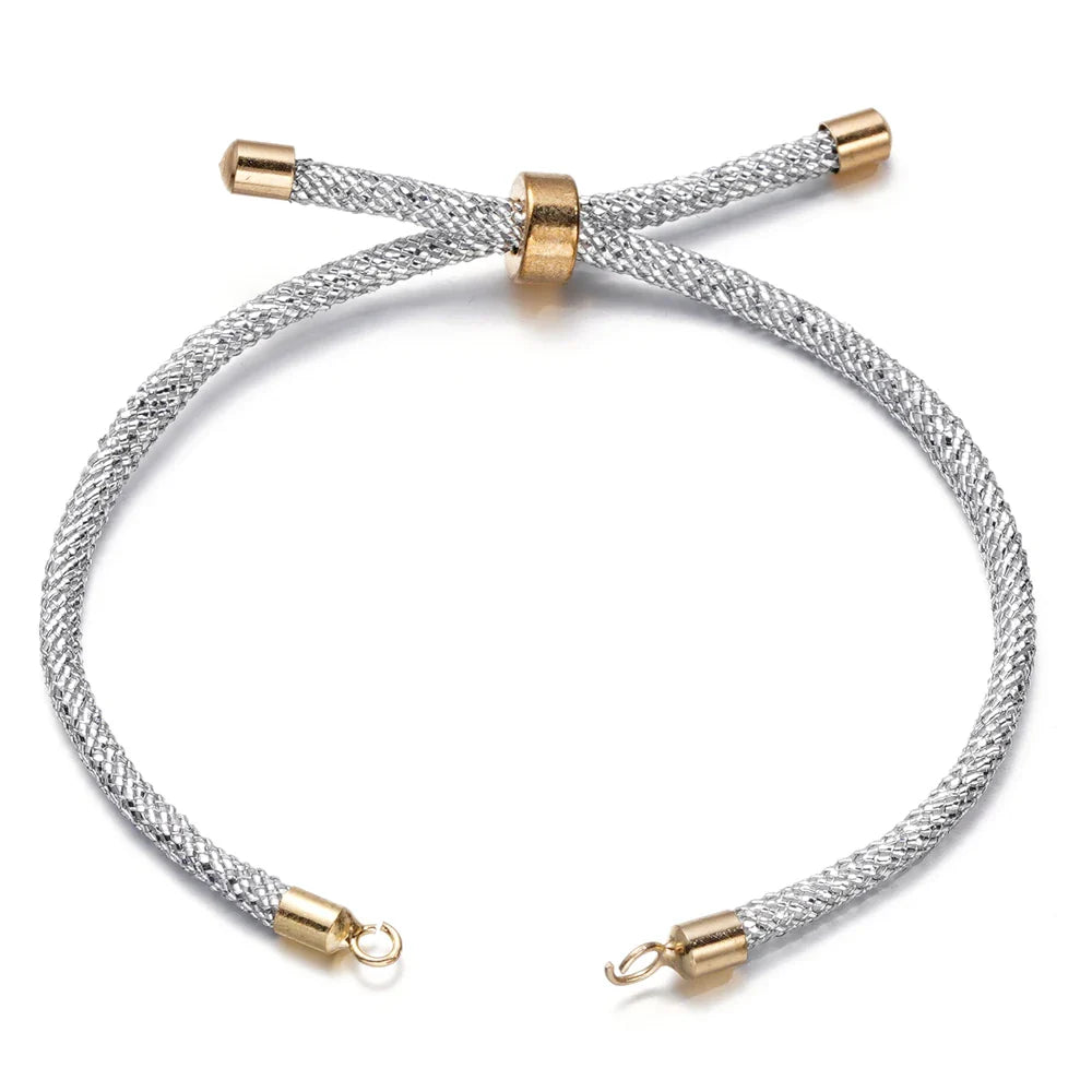 1pc Adjustable Nylon Braided Twisted Cords Slider Friendship Bracelets with Brass Cord End for Jewelry Making DIY Findings Vera Lux