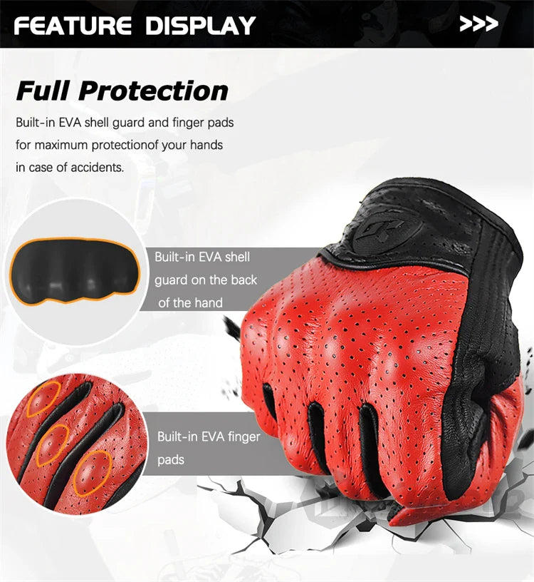 Leather Gloves Retro Biker BikerZoneZ