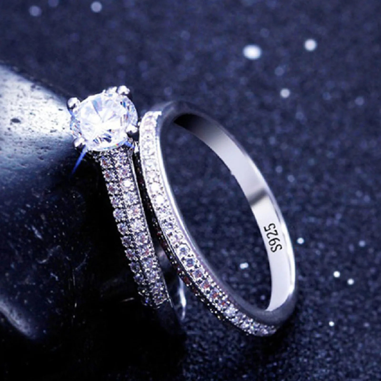 1 pair Vintage Halo 925 Sterling Silver Wedding Ring Set For Women Lady Anniversary Gift Jewelry Bulk Sell Vera Lux
