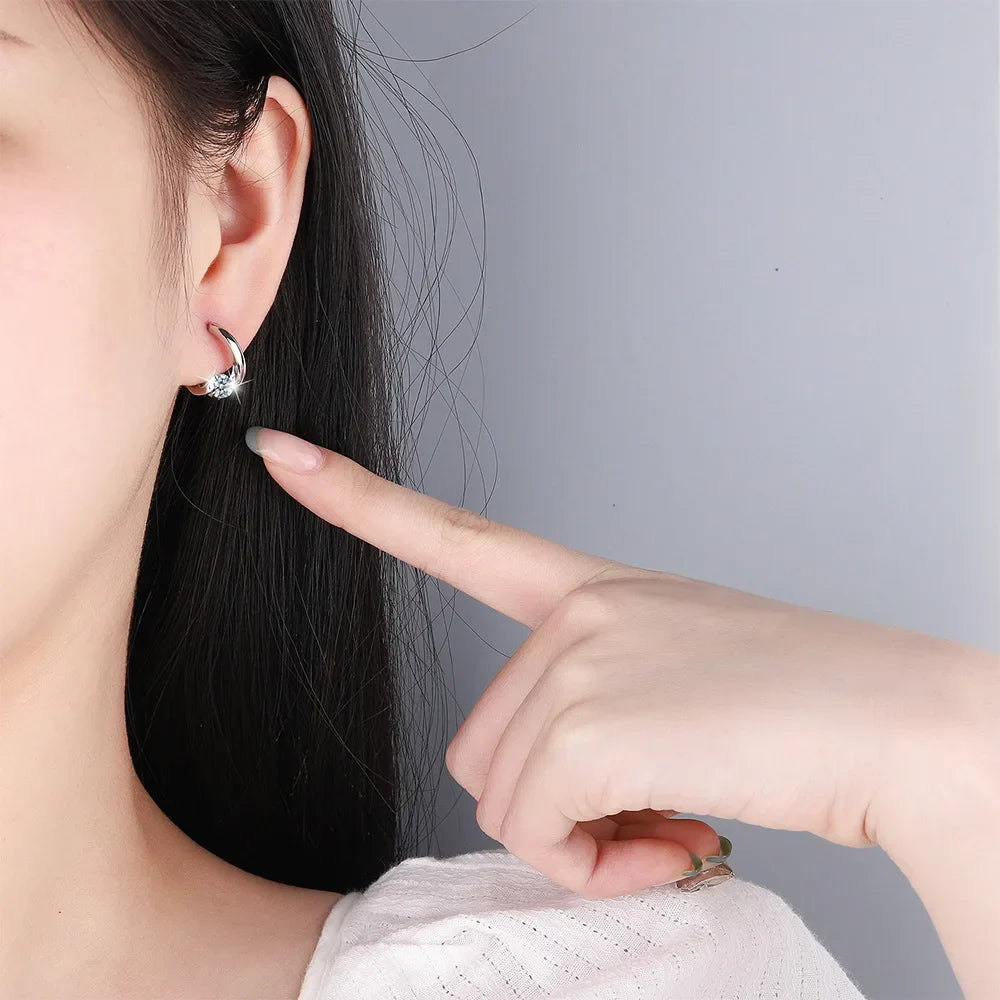 925 Sterling Silver Gold Crystals Simple Earrings For Women Fashion Wedding Luxury Jewelry 2024 Trend Vera Lux